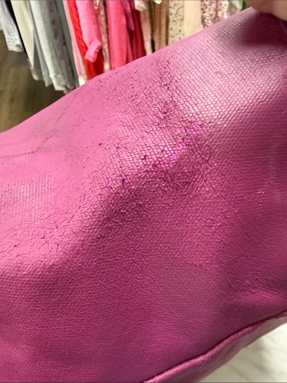 Tory Burch Fuchsia Pink Patent Leather Strap and Logo with Coated Canvas Tote